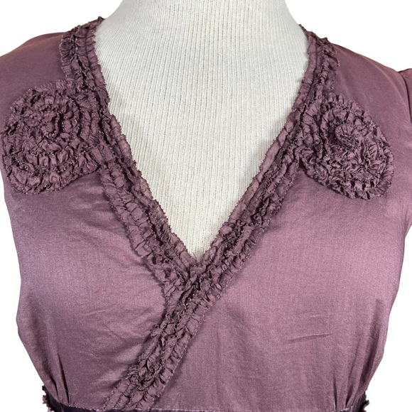 Saja Women’s Boho Lightweight Cotton Plum Midi Dress With Mini Ruffle De… - Picture 4 of 16